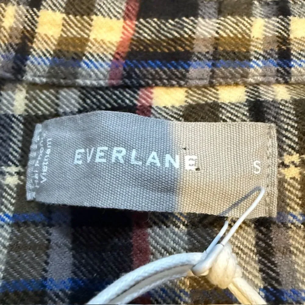 NWT Everlane The Boxy Flannel Shirt Small Multi Plaid Brown Cabincore - Picture 9 of 10